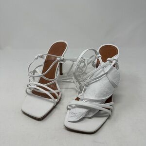 ASOS Design Wide Fit Nairobi Strappy Tie leg High heeled White Sandals Size US 8